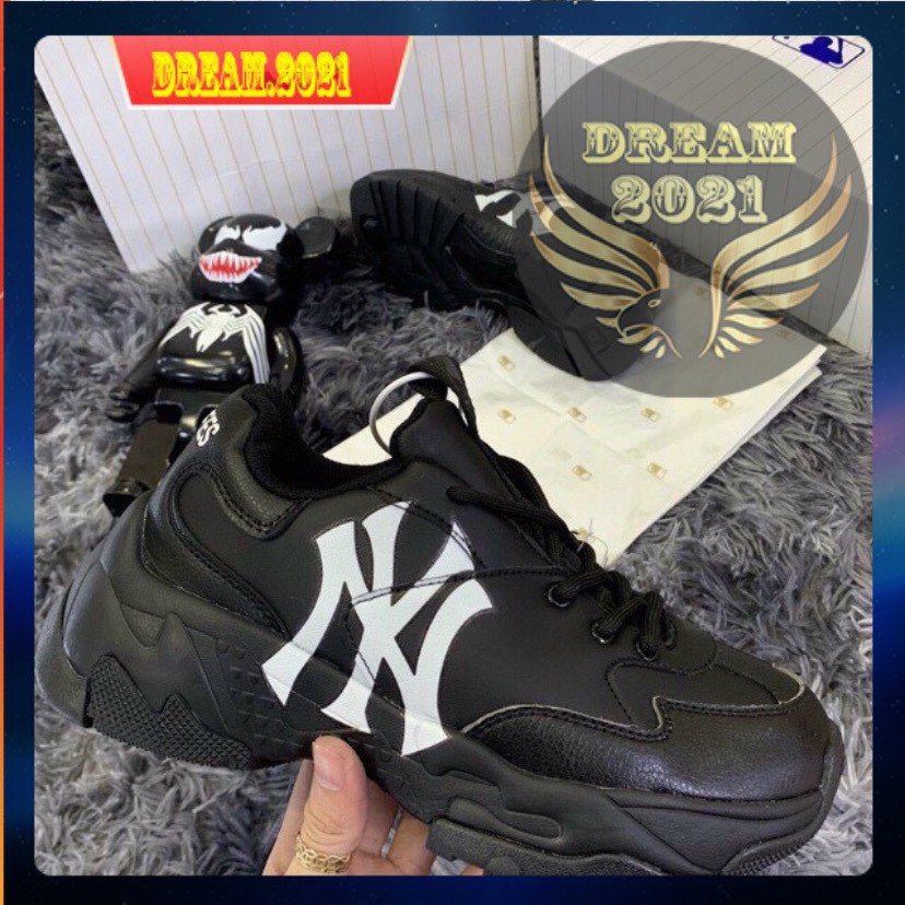 Giày thể thao sneaker nam nữ đế cao NY đen chữ trắng,Giày 𝐌𝐋𝐁 Đen NY Trắng