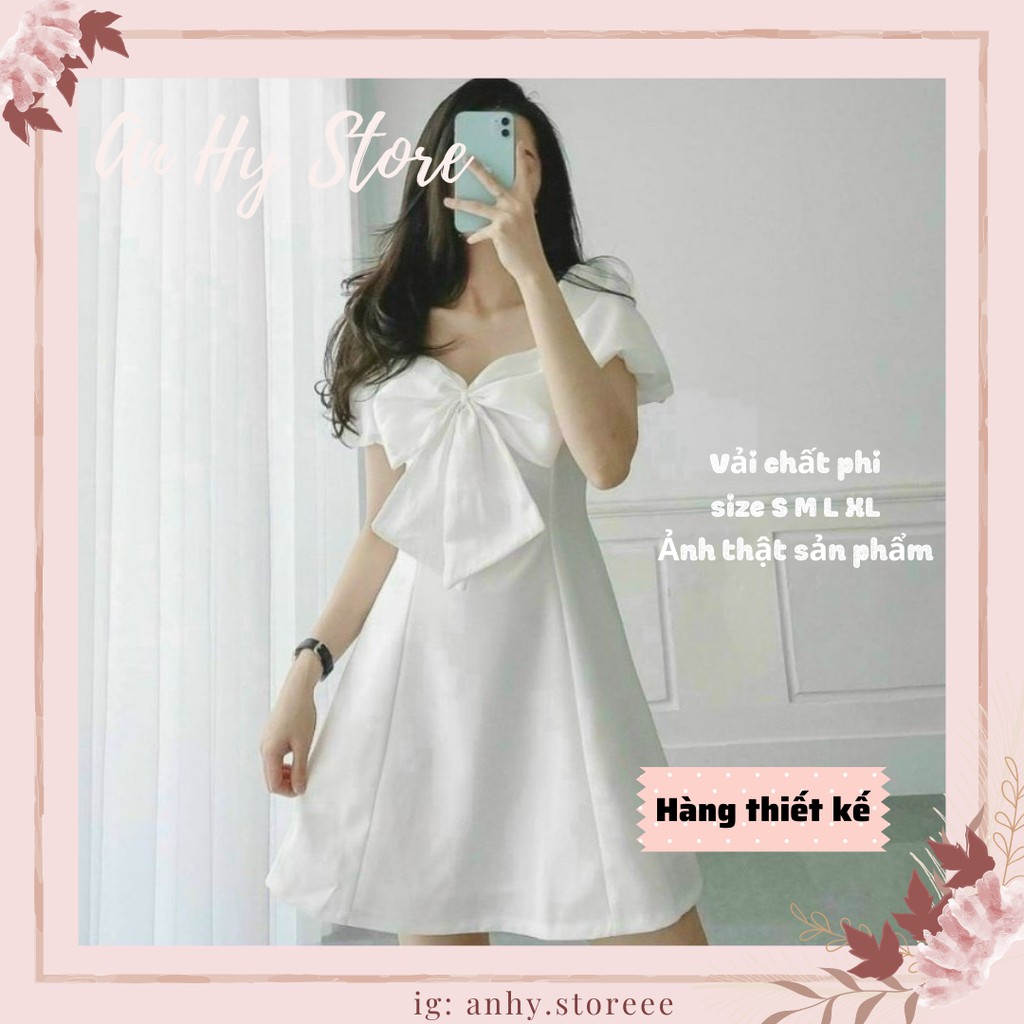 [Hàng Chuẩn Form] Váy trắng dự tiệc nơ ngực xòe xinh xắn, đầm trắng đẹp CÓ VÁY BIGSIZE | BigBuy360 - bigbuy360.vn