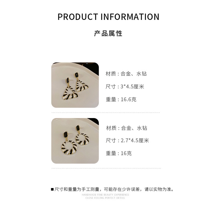 DREJEW Bông Tai Họa Tiết Kẻ Sọc Đính Đá Cao Cấp Phong Cách Thời Trang Mới 2022 Hàng Bán Chạy 1