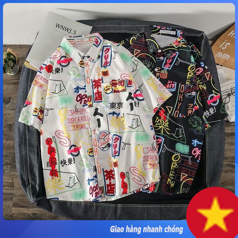 (1 cái, M-3XL) Unisex，Áo sơ mi nam và nữ, Graffiti phim hoạt hình lỏng lẻo mới, vải chất lượng cao (tất miễn phí)