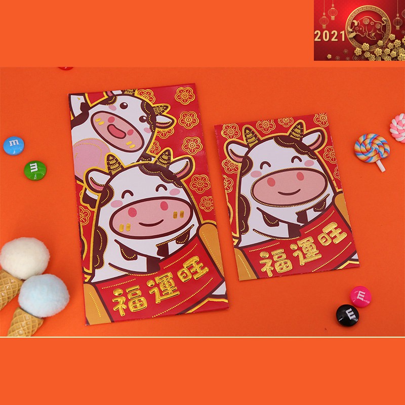 Combo 6 Bao Lì Xì Hoạt Hình TẾT Tân Sửu 2021 - Nhiều loại hình trâu siêu Dễ thương