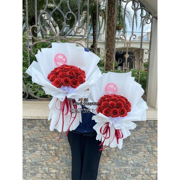 Bó hoa nhũ kim tuyến 20 bông dáng dài