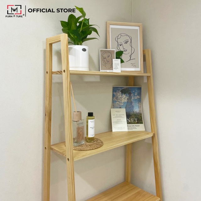 Kệ sách gỗ đa năng lắp ráp 4 tầng màu gỗ thương hiệu MW FURNITURE - Nội thất trang trí