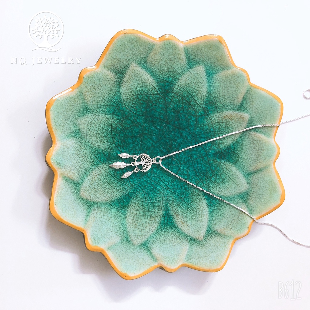 Dây chuyền bạc mặt dream catcher hình cây lá - NQ Jewelry