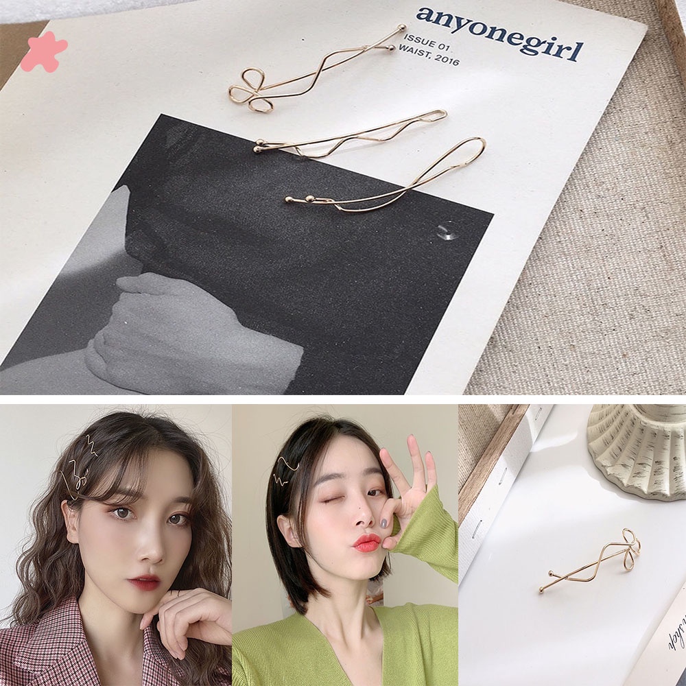 Set 3 kẹp tóc kim loại thiết kế độc đáo thời trang cho nữ