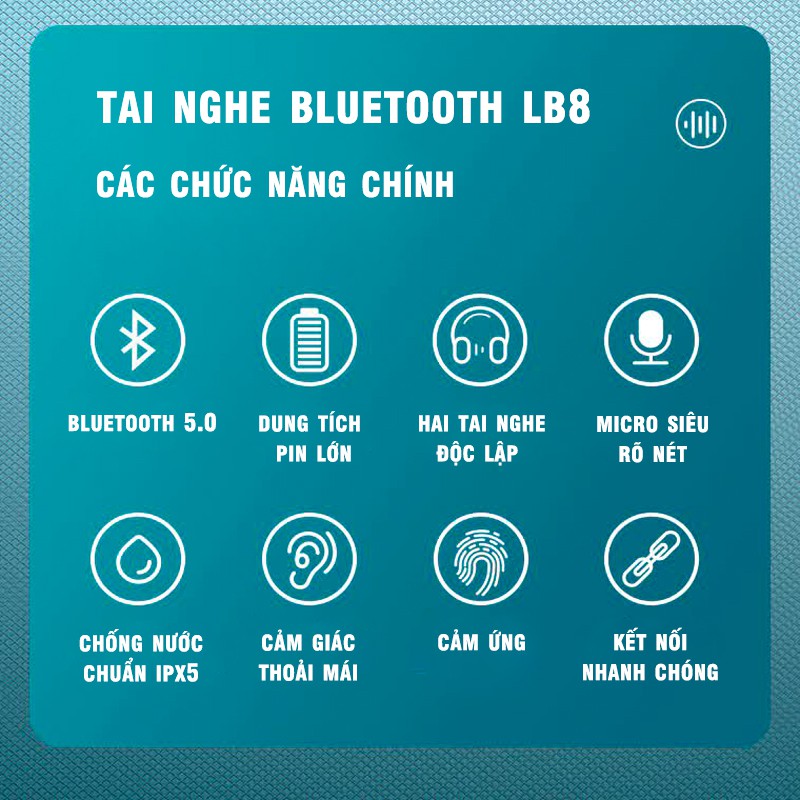 TN2 - Tai nghe bluetooth không dây Tws LB8 giá rẻ cảm ứng chống nước hiệu quả