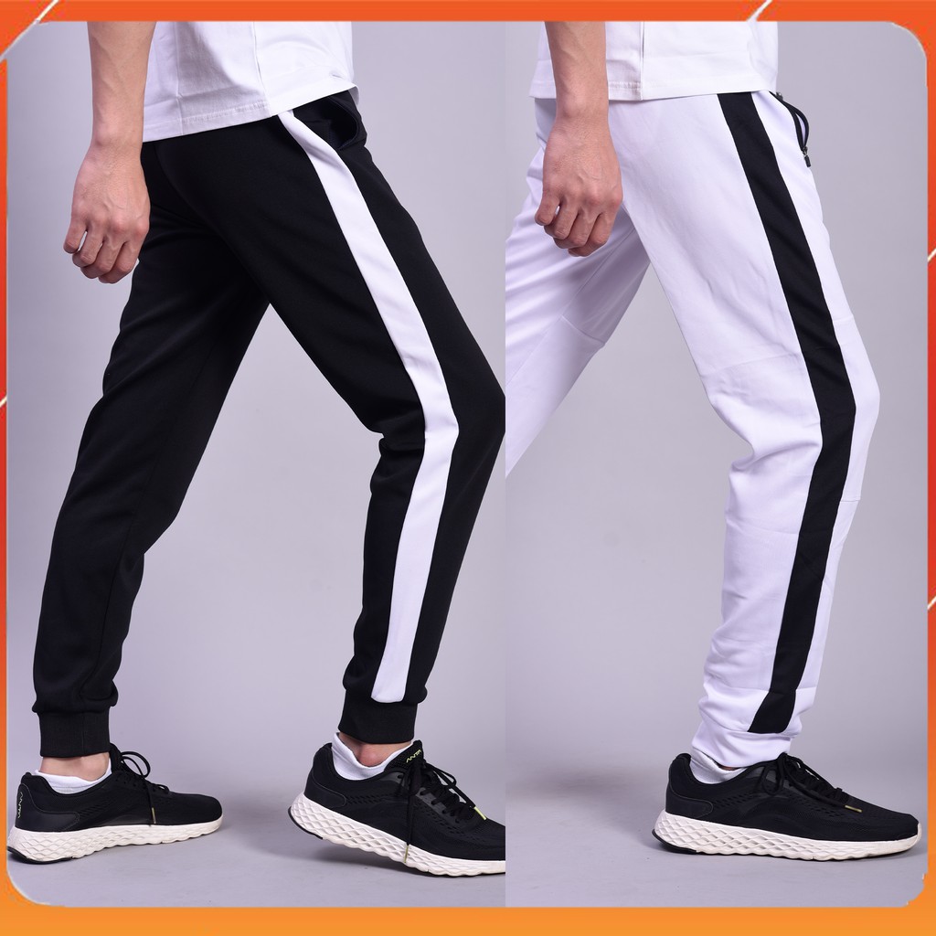 Quần Jogger Nam 1 Sọc, Ống Bo (Đen Sọc Trắng, Trắng Sọc Đen) Phong Cách Thể Thao