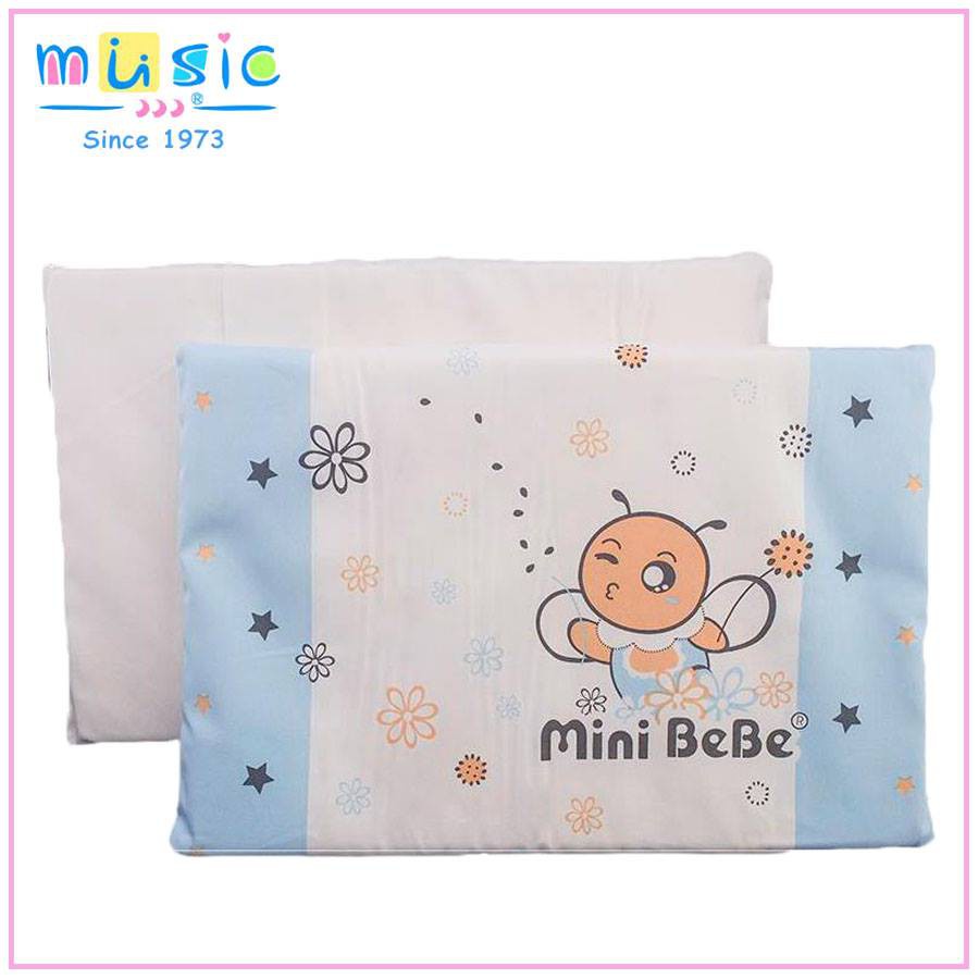 Gối cao su non cho bé nhập khẩu Music chống méo đầu mềm mại êm ái không gây kích ứng với làn da nhạy cảm của bé