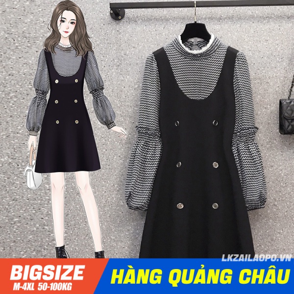 BIGSIZE nữ 45-100kg Đầm Dài Ngang Gối Dáng Ôm Thời Trang Mùa Thu Mới