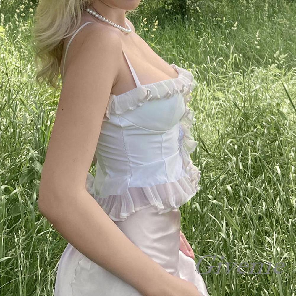 Áo Lửng Hai Dây Phối Ren Thời Trang Dành Cho Nữ