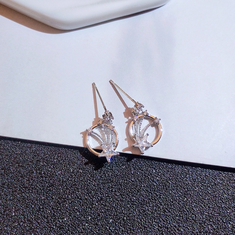 [Jiudolan] Bông Tai Bạc 925 Đính Đá Zircon Tinh Tế Hợp Thời Trang Dễ Phối Đồ Trang Sức Cho Nữ