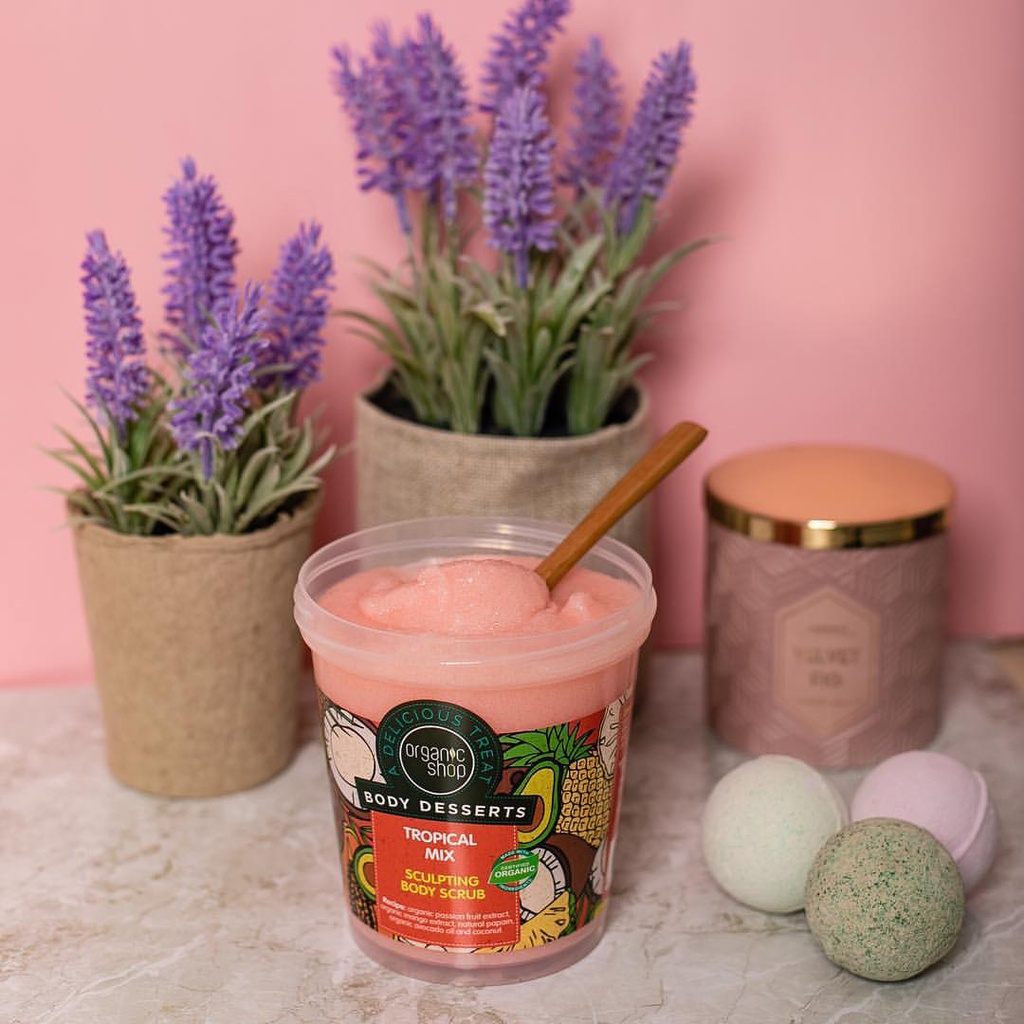 Tẩy Tế Bào Chết Toàn Thân Organic Shop Body Desserts 450ml Strawberry Jam -Almond &amp; Honey Milk-Chocolate-daothinhuquynh