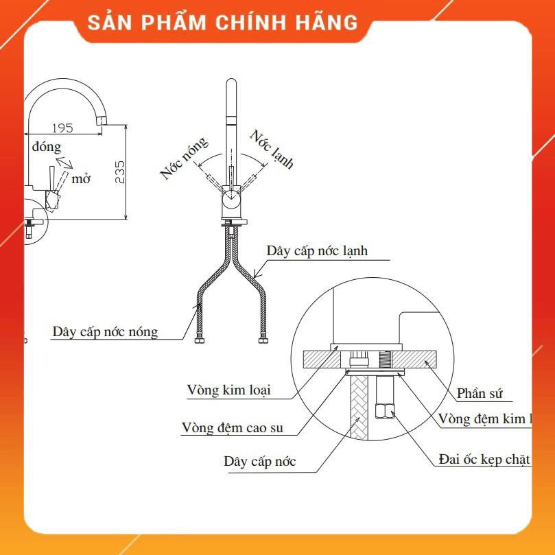 Vòi Nước Rửa Bát Inax SFV-801S Nóng Lạnh, bảo hành 2 năm