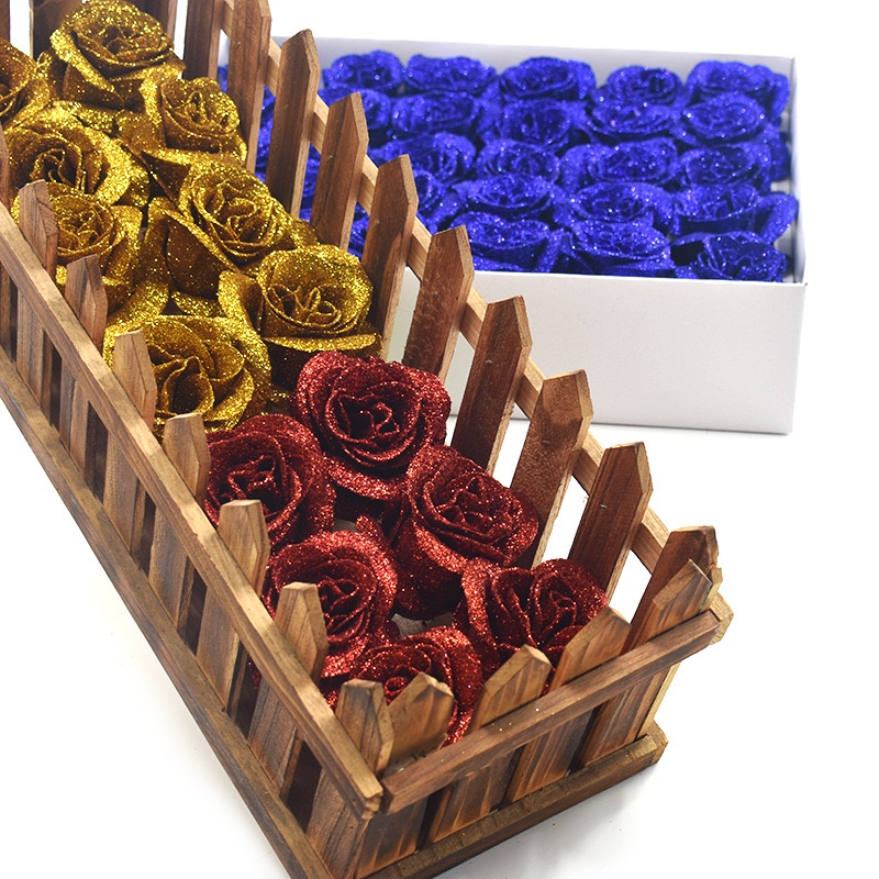 Hoa Hồng Sáp Nhũ Kim Tuyến Hộp 30 Bông