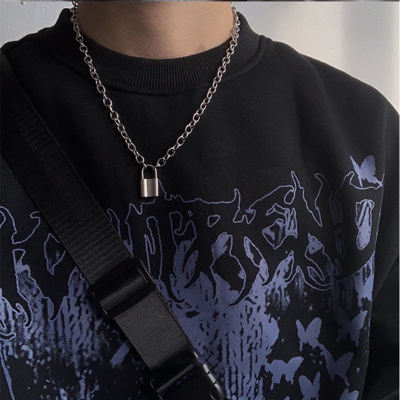 Vòng cổ mặt ổ khóa phong cách hip hop Âu Mỹ cá tính thời trang