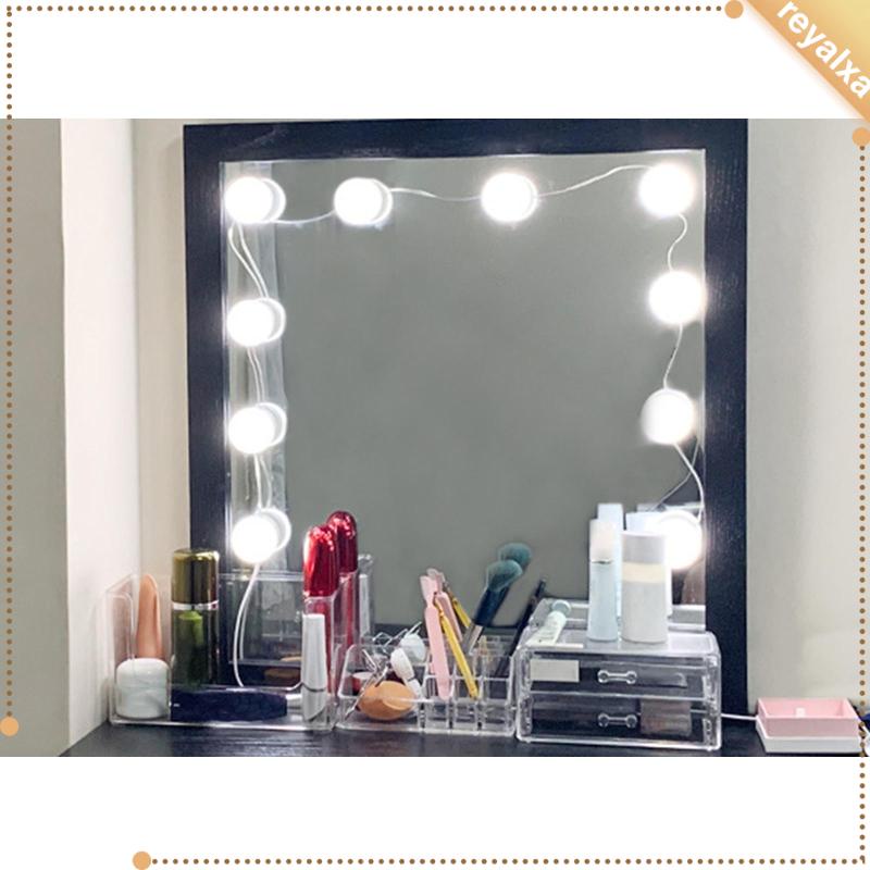 Đèn LED 10 Bóng Gắn Gương Trang Điểm Có Cốc Hút Sử Dụng Pin Để Bàn Trang Điểm