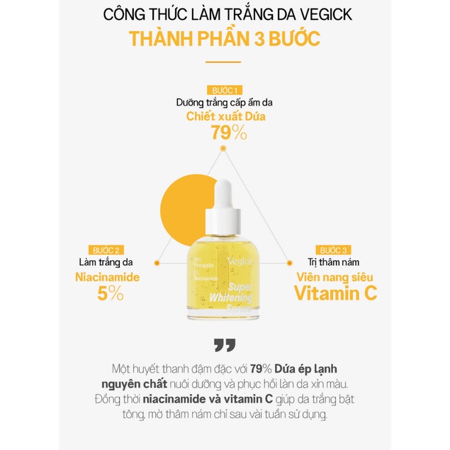 Tinh Chất Dứa Dưỡng Trắng Vegick Super Whitening Serum 30ml