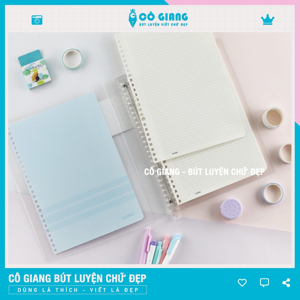 Sổ còng Binder A5 file nhựa kẹp còng kèm ruột giấy refill làm planner bullet journal