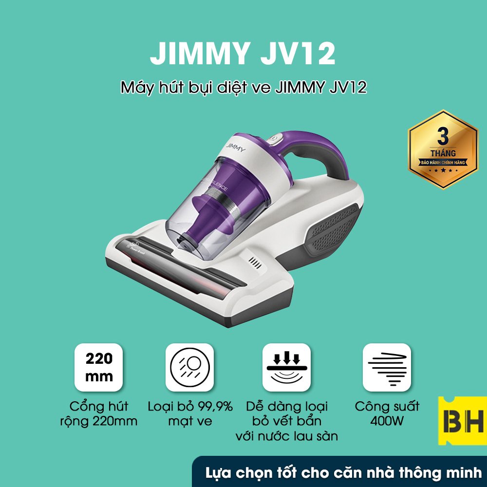 Máy hút bụi giường nệm diệt khuẩn UV JIMMY JV12 10000Pa bảo hành 1 năm chính hãng