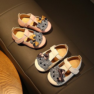 Giày da mềm bé gái size 16-20 kitty mặt đá