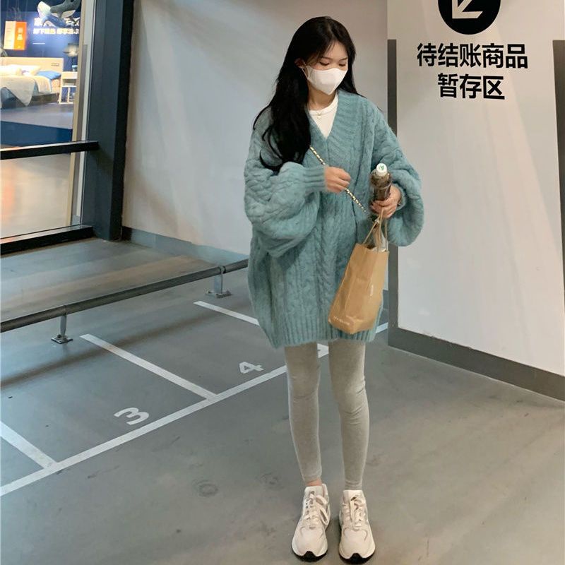 Áo Sweater Dệt Kim Cổ Chữ V Dáng Rộng Phong Cách Hàn Quốc Thời Trang Mùa Đông Cho Nữ