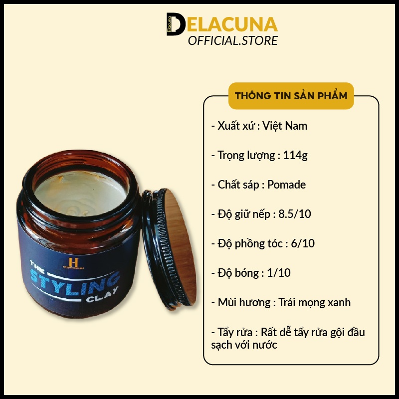 Sáp vuốt tóc nam Styling Clay wax Saigon Hustlers chính hãng cao cấp Delacuna SC01