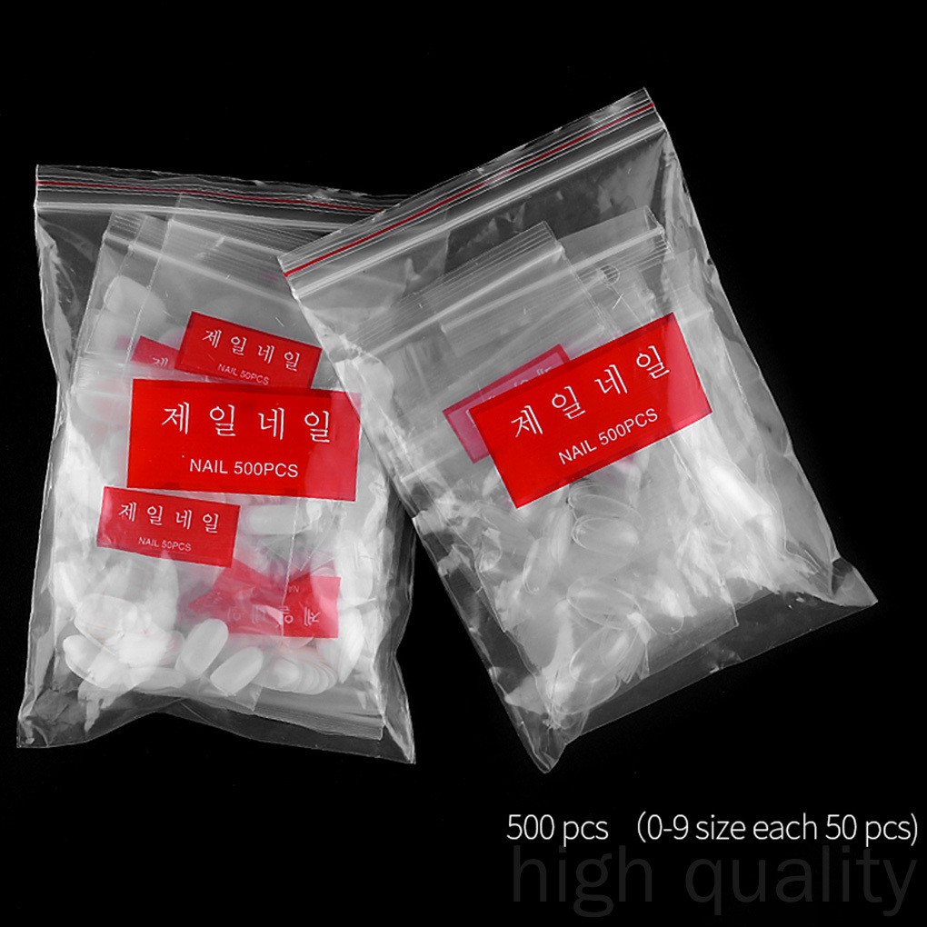 Bộ 500 Móng Tay Giả Hình Oval Trong Suốt Thời Trang Cho Nữ Run998