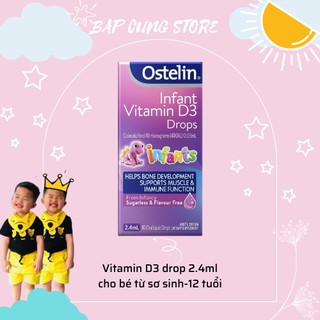 Vitamin d3 drops ostelin, vitamin d3 úc 2.4ml cho bé từ sơ sinh-12 tuổi