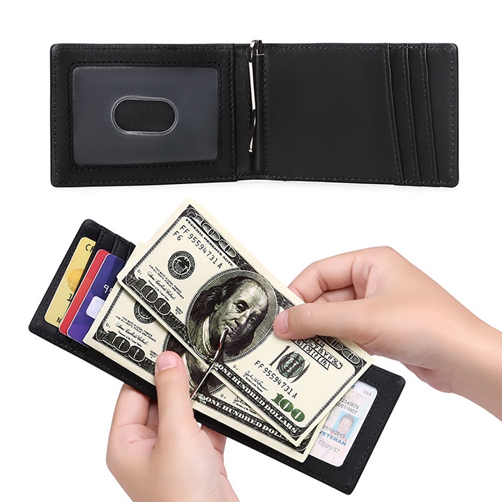 Ví da bò nam mini đựng thẻ card thông minh chống RFID phong cách doanh nhân - V2102