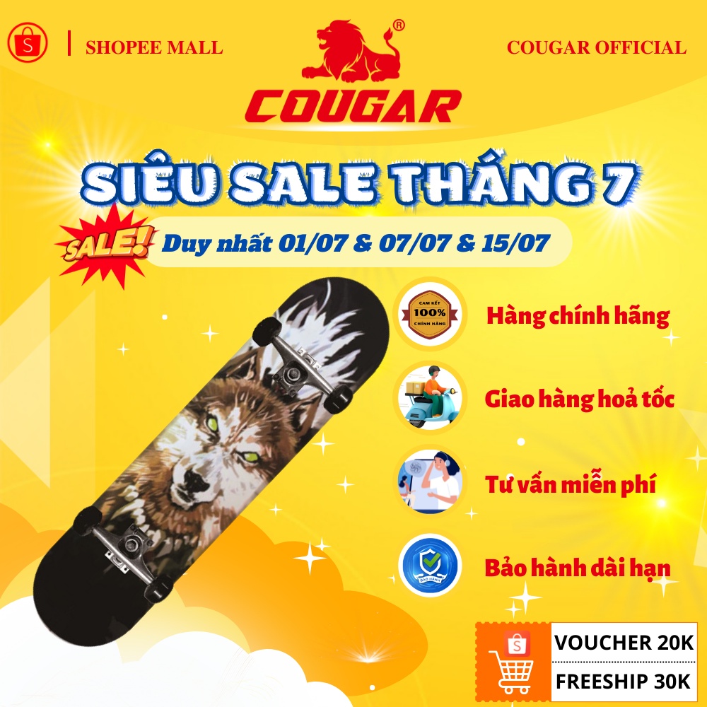 Ván Trượt Skateboard Cougar-Coolstep Cool 1,2,3,4,5 dành cho trẻ em, người lớn, Ván trượt thể thao