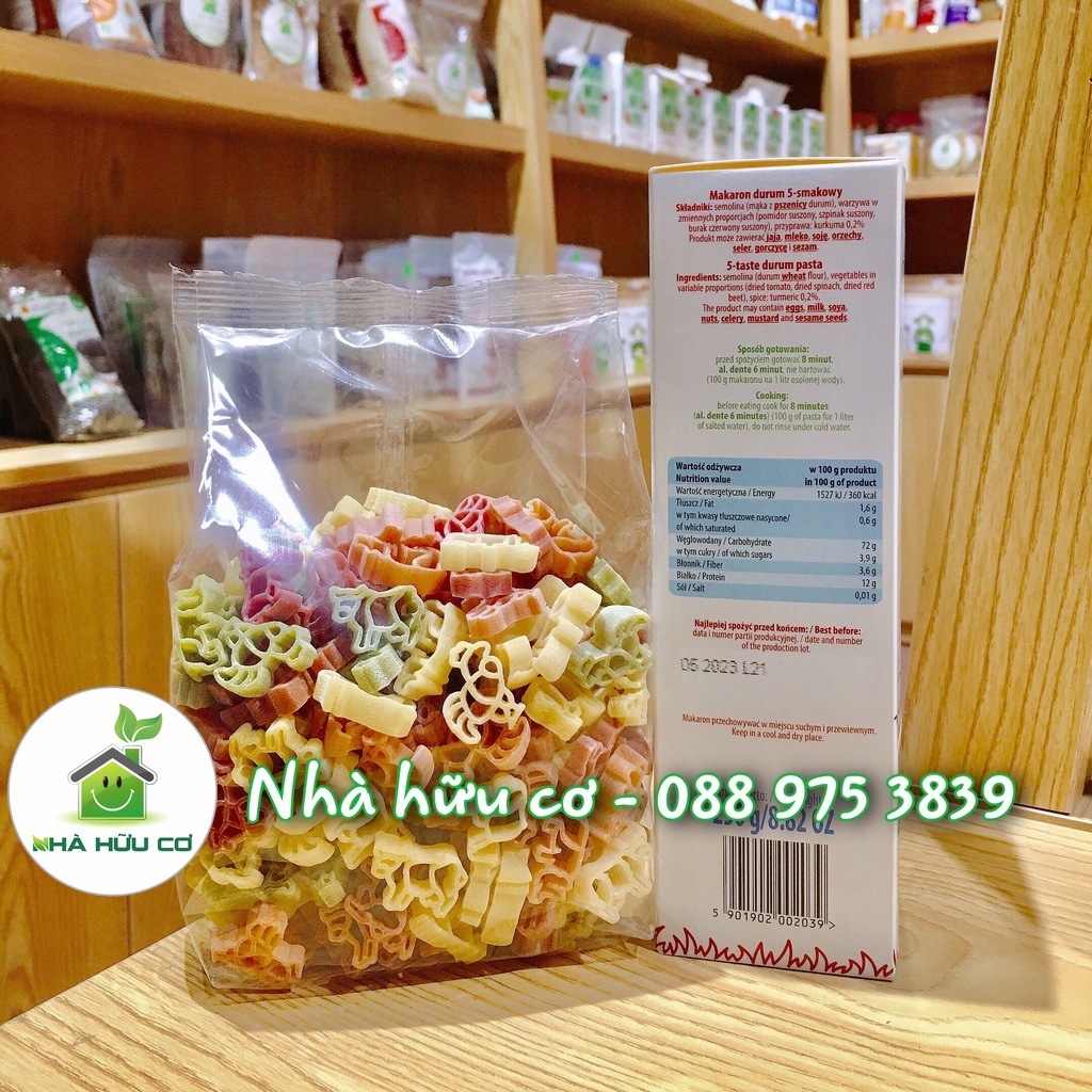 Mì nui rau củ cho bé HÌNH ĐỘNG VẬT  BARTOLINI  250g/100g - Date: 4/2026 - Nhà hữu cơ