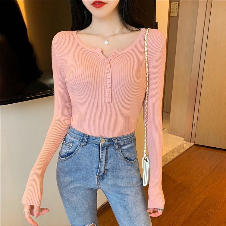 Áo len đan dệt kim tay dài dáng ôm freesize phong cách Hàn Quốc trẻ trung cho nữ | BigBuy360 - bigbuy360.vn