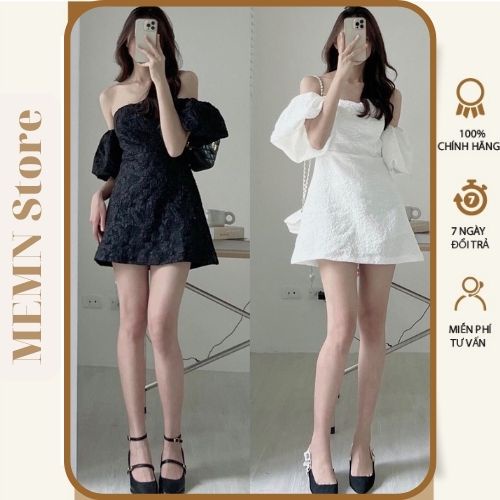 Váy xốp trễ vai tay phồng MEMN 1107