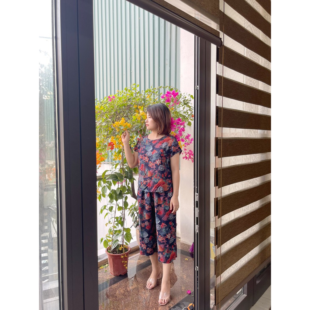 Đồ Bộ Trung Niên- Áo Tay Cộc Quần Lỡ Cho Bà Cho Mẹ