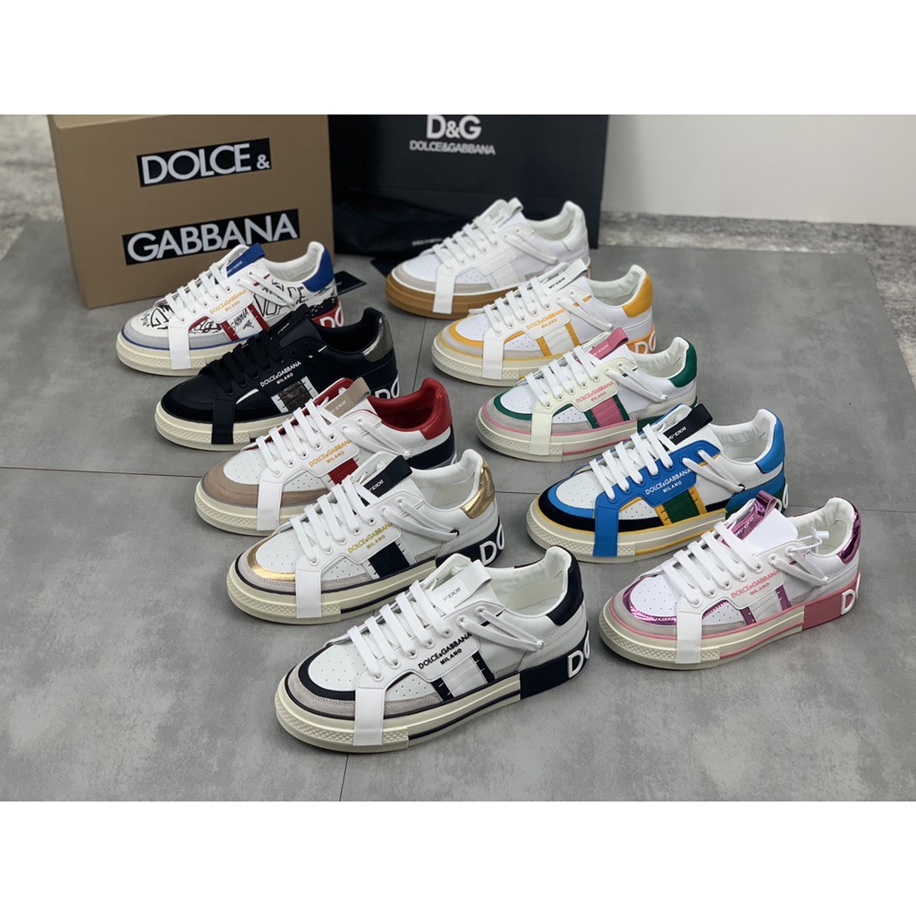 Giày sneaker nam da thật thời trang cao cấp Docle & Gabbana thiết kế họa tiết cá tính, phong cách trẻ trung, năng động