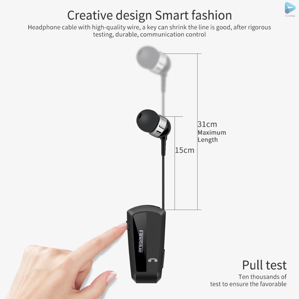 Fineblue F990 Wireless Business BT Headset in-Ear Retractable Earphone Hands-free Sport Driver Earphone Telescopic Clip on Stereo Earbud With Mic