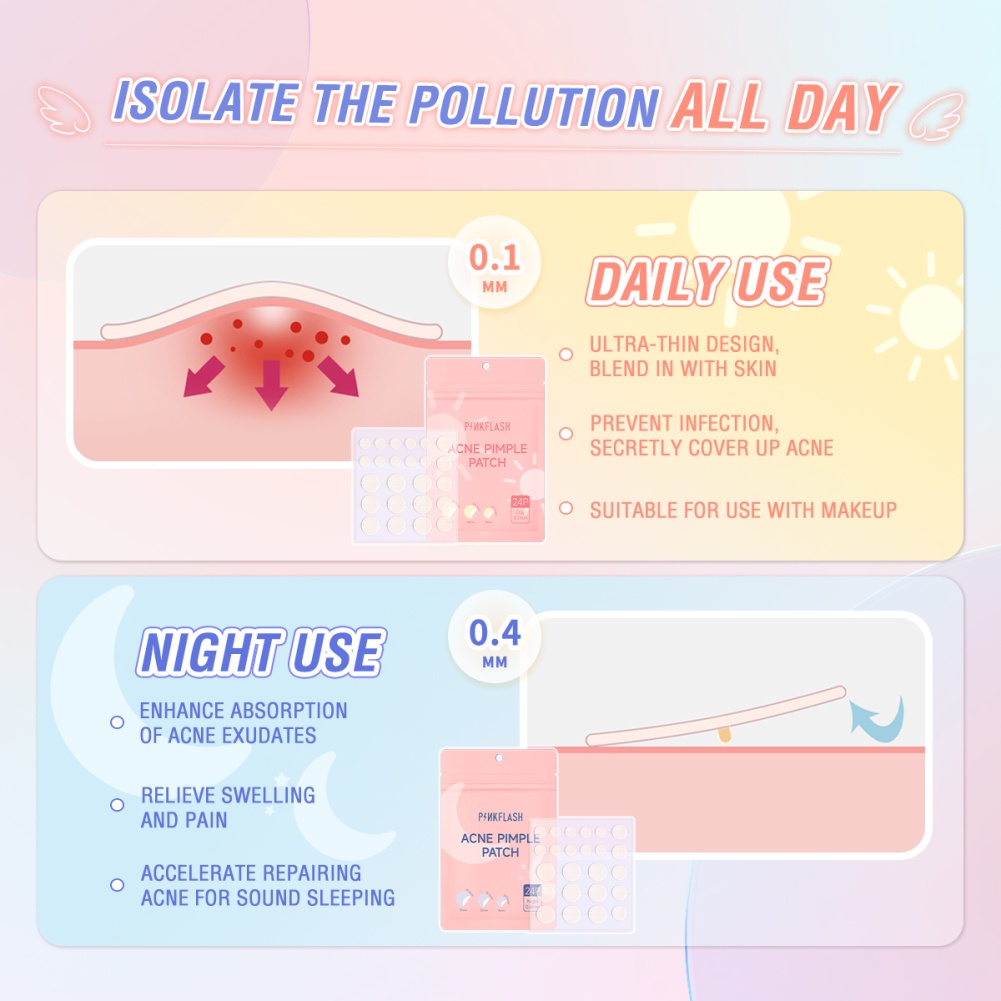 Pinkflash acne cleansing patch water colloid acne patch miếng dán che mụn vô hình