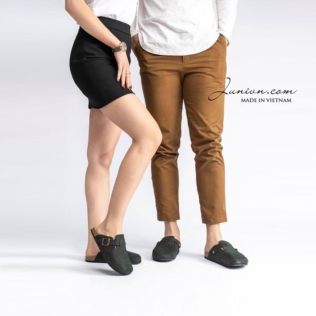 Sục đế trấu BIRKEN da bò thật bít mũi Unisex Bioline Birken