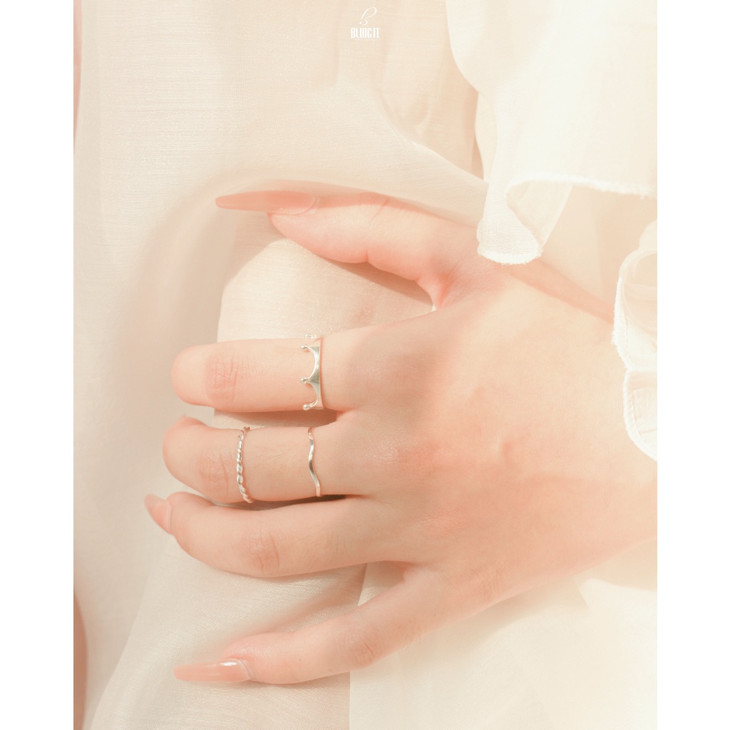 Nhẫn bạc 925 Bling It thiết kế trơn đơn giản unisex BIN342