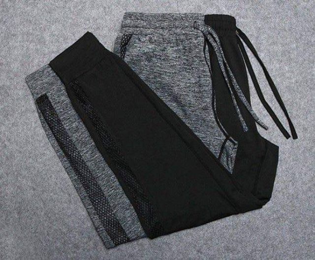 Quần Jogger Thể Thao Nữ Phối Lưới Có Dây Rút Và Bo Gấu - Thun 4 Chiều Không Xù Lông