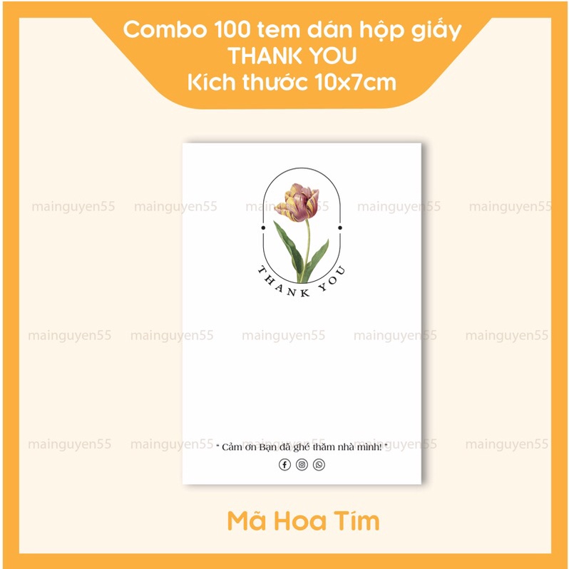 Combo 100 Tem Thank You Dán Hộp