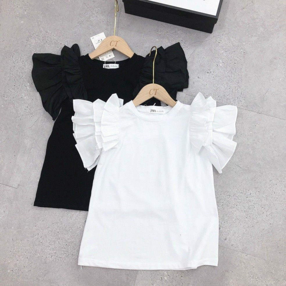 ICO - Áo phông TAY BÈO trơn hai màu ĐEN - TRẮNG VAV LUXURY