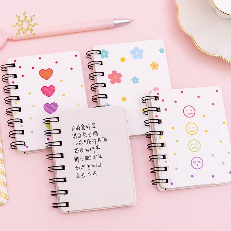 Small Flower Rollover Coil Notebook Student Mini Portable Loose-leaf Notebook Notepad A7 Pocket Notebook LQZ