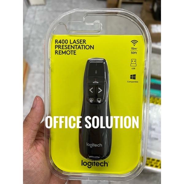 Bút trình chiếu từ xa Logitech R400 - Không dây USB 15m, nút bấm tiện lợi - Hàng Chính Hãng