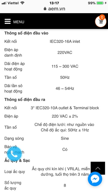 Bộ lưu điện UPS Santak C3K Công suất 2100W Sóng Sin chuẩn Mô tơ cửa cuốn