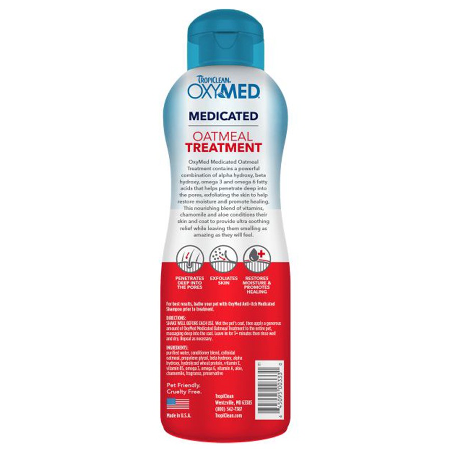 Sữa tắm đặc trị gàu, mẩn đỏ, ngứa da cho chó mèo Tropiclean OXYMED Oatmeal Shampoo chai 592ml (MADE IN USA)