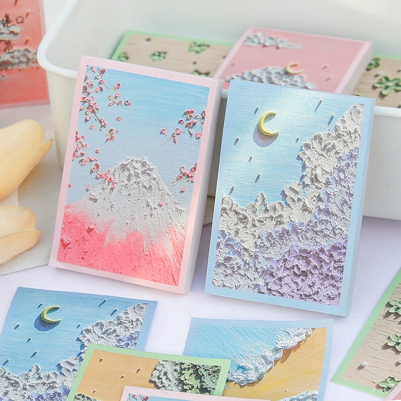 Set 80 Tờ Giấy Ghi Chú Họa Tiết Tranh Sơn Dầu Độc Đáo