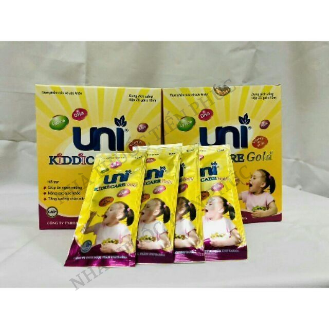 Siro Uni Kiddicare gold - Giúp bé ăn ngon, bổ sung kẽm cho bé, hết biếng ăn, lười ăn, tăng cường đề kháng Hộp 20 gói