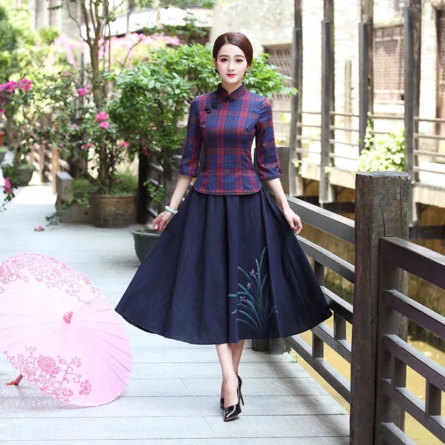 Áo sườn xám tay lỡ PMS55