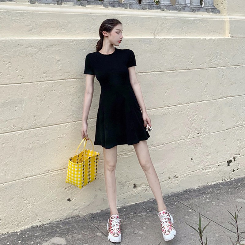 Váy Thun Nữ Body Vạt Bèo ❤️ Hana Store - Freeship ❤️ Đầm thun đen body chân váy vạt bèo ngắn kiểu chân váy Tenis